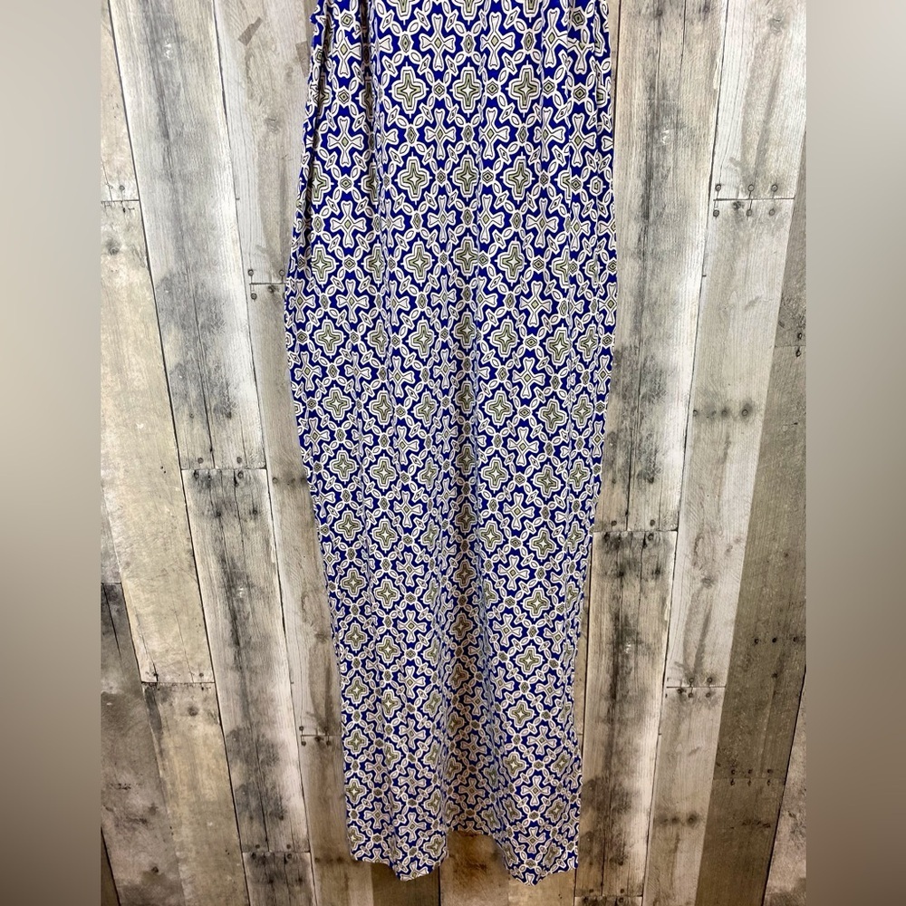 NWOT Boden Racer Neck Halter Maxi Dress in Blue Green Floral Tile Size 4 Regular - Picture 6 of 13